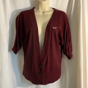 Quarter Sleeve Maroon Sweater, Size Medium, Hollister